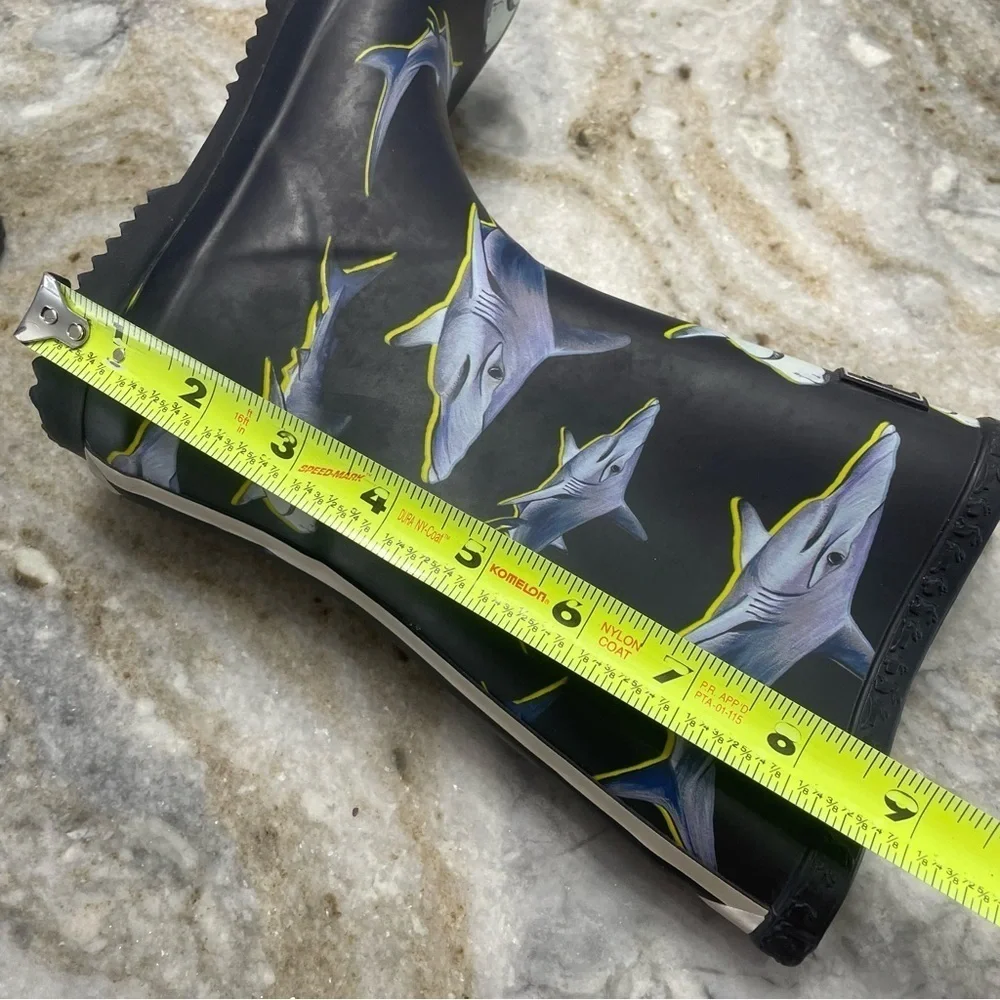 Joules Junior Roll Up Sharks Printed Rubber Rain  Waterproof Boots Kids US 13